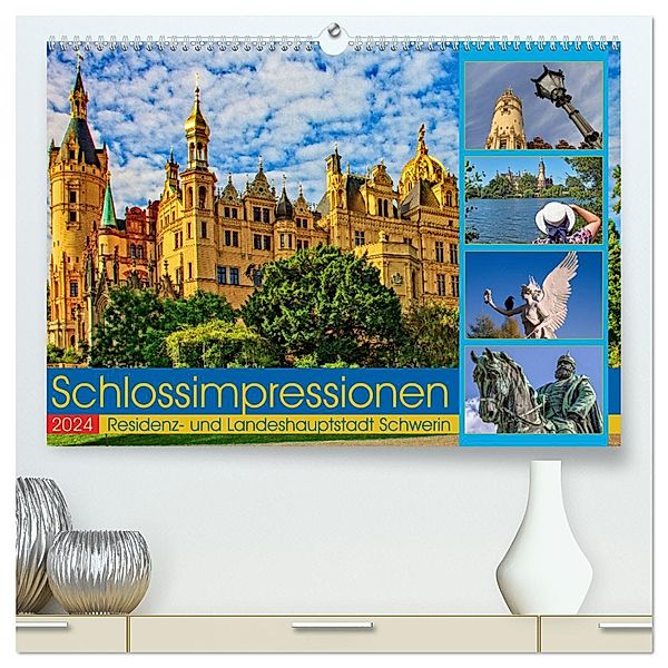 Schloss Impressionen - Residenz- und Landeshauptstadt Schwerin (hochwertiger Premium Wandkalender 2024 DIN A2 quer), Kunstdruck in Hochglanz, Holger Felix