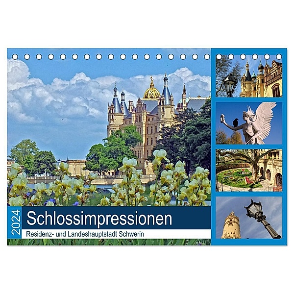 Schlossimpressionen Schwerin 2024 (Tischkalender 2024 DIN A5 quer), CALVENDO Monatskalender, Holger Felix