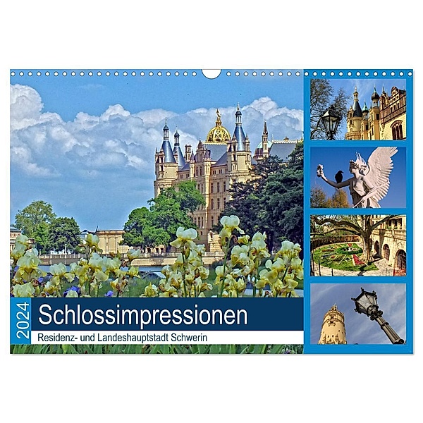 Schlossimpressionen Schwerin 2024 (Wandkalender 2024 DIN A3 quer), CALVENDO Monatskalender, Holger Felix