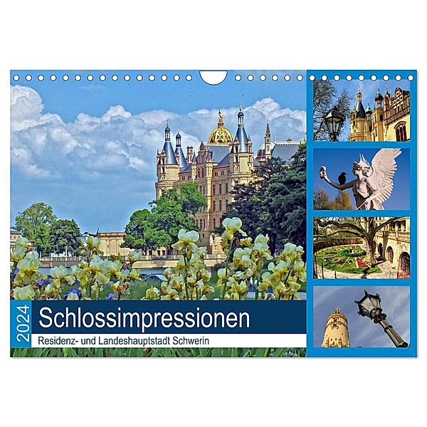 Schlossimpressionen Schwerin 2024 (Wandkalender 2024 DIN A4 quer), CALVENDO Monatskalender, Holger Felix