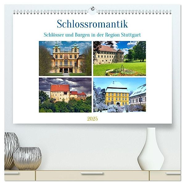 Schlossromantik (hochwertiger Premium Wandkalender 2025 DIN A2 quer), Kunstdruck in Hochglanz, Calvendo, Klaus-Peter Huschka