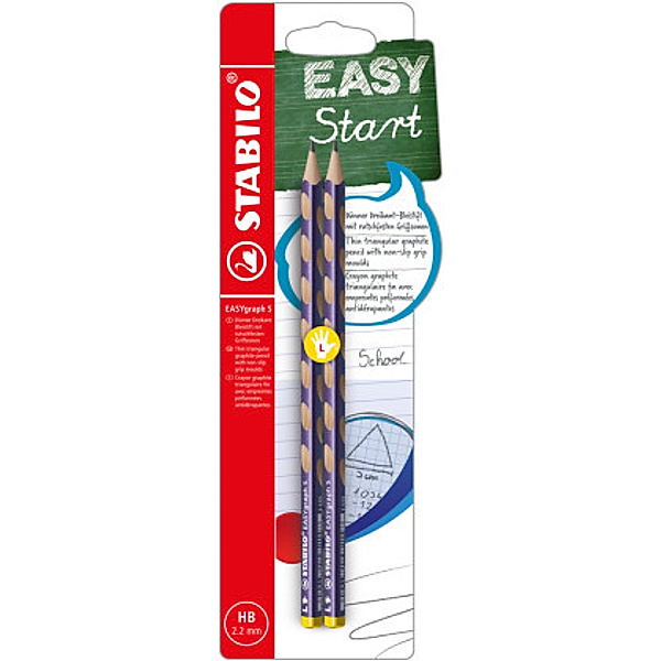 Schmaler Dreikant-Bleistift für Linkshänder - STABILO EASYgraph S Metallic Edition in metallic violett 2er Blister  - Hä