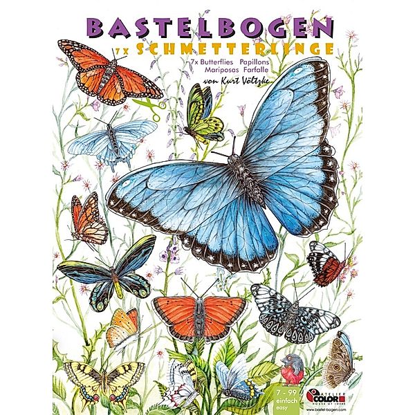 Atelier Color Schmetterlinge Bastelbogen 7 große Falter zum Basteln & Aufhängen aus Papier