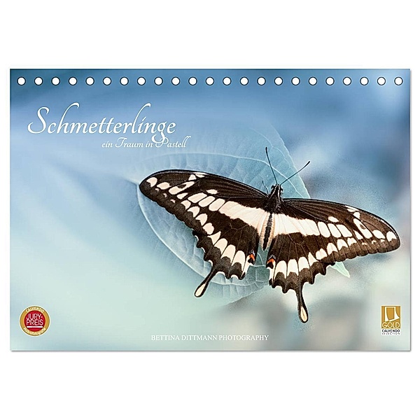Schmetterlinge - ein Traum in Pastell (Tischkalender 2024 DIN A5 quer), CALVENDO Monatskalender, Bettina Dittmann