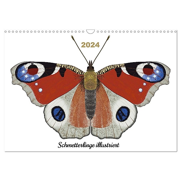 Schmetterlinge illustriert (Wandkalender 2024 DIN A3 quer), CALVENDO Monatskalender, Calvendo