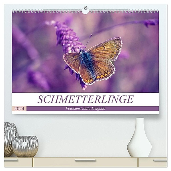 Schmetterlinge im Fokus (hochwertiger Premium Wandkalender 2024 DIN A2 quer), Kunstdruck in Hochglanz, Julia Delgado