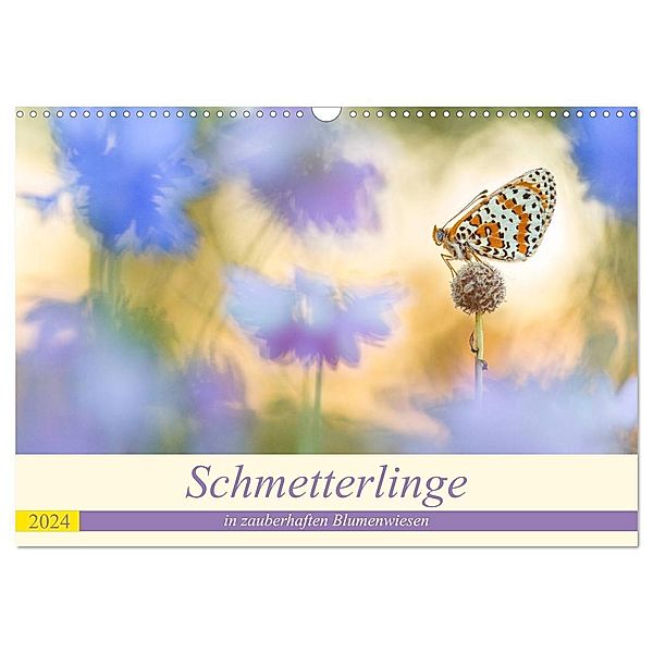 Schmetterlinge in zauberhaften Blumenwiesen (Wandkalender 2024 DIN A3 quer), CALVENDO Monatskalender, Perdita Petzl