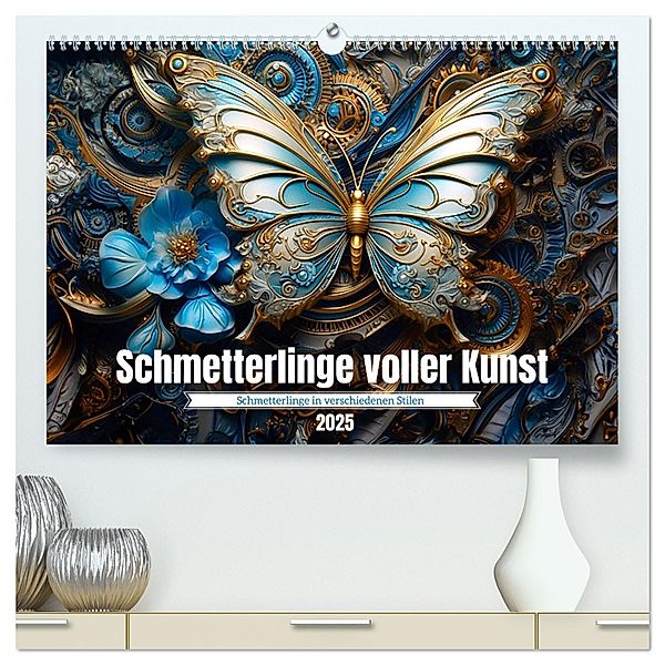 Schmetterlinge voller Kunst (hochwertiger Premium Wandkalender 2025 DIN A2 quer), Kunstdruck in Hochglanz, Calvendo, Kerstin Waurick