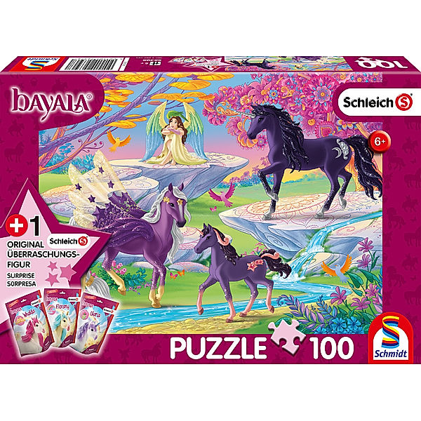 SCHMIDT SPIELE, schleich® Schmidt Puzzle 100 - Bayala, Im Reich der Regenbogeneinhörner (Kinderpuzzle)