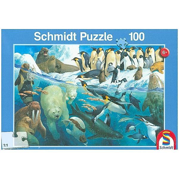 SCHMIDT SPIELE Schmidt Puzzle 100 - Tiere am Polarkreis (Kinderpuzzle)