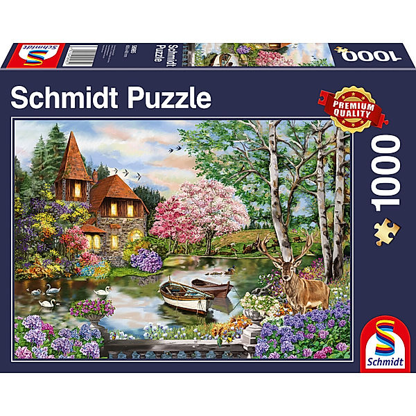 SCHMIDT SPIELE Schmidt Puzzle 1000 - Haus am See (Puzzle)
