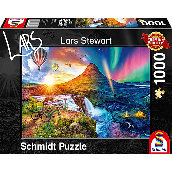 SCHMIDT SPIELE Schmidt Puzzle 1000 - Island, Night and Day (Puzzle), Lars Stewart