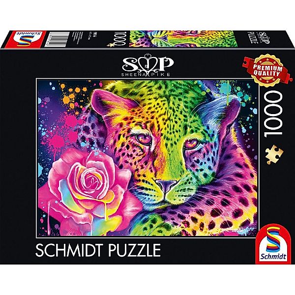 SCHMIDT SPIELE Schmidt Puzzle 1000 - Neon Regenbogen-Leopard