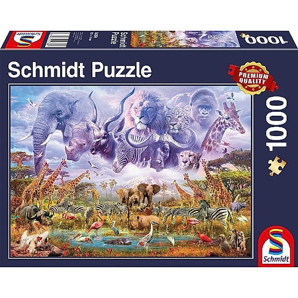 SCHMIDT SPIELE Schmidt Puzzle 1000 - Tiere an der Wasserstelle (Puzzle)