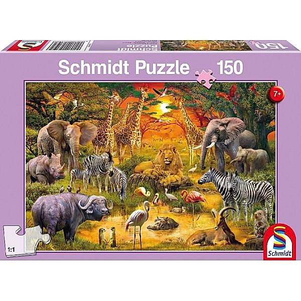 SCHMIDT SPIELE Schmidt Puzzle 150 - Tiere in Afrika (Kinderpuzzle)