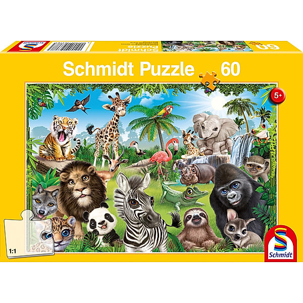 SCHMIDT SPIELE Schmidt Puzzle 60 - Animal Club, Wildtiere (Puzzle)