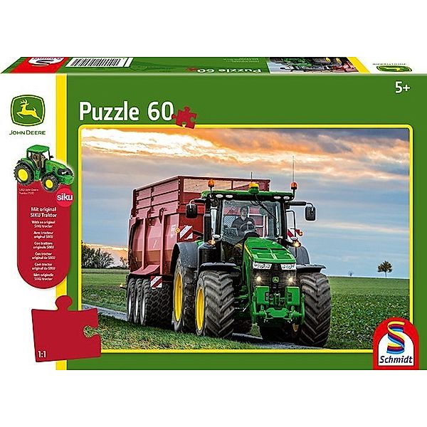 SCHMIDT SPIELE Schmidt Puzzle 60 - John Deere, 8370R Traktor (Kinderpuzzle)