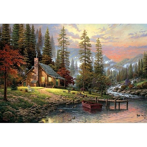 SCHMIDT SPIELE Schmidt Puzzle - Thomas Kinkade Haus in den Bergen, 500 Teile, Thomas Kinkade