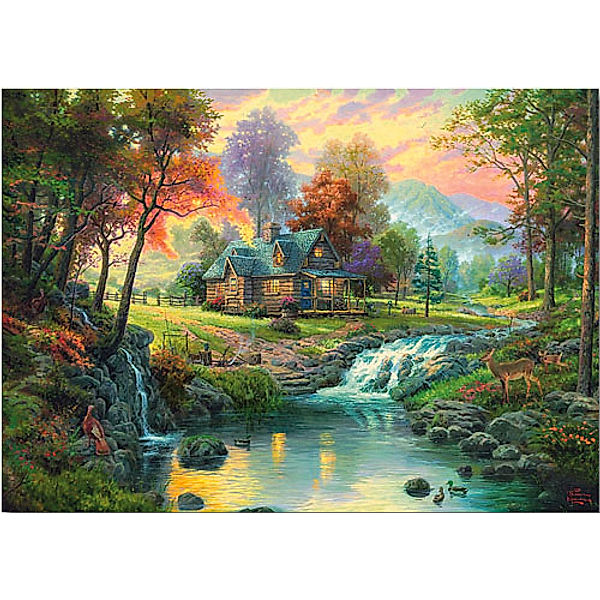 SCHMIDT SPIELE Schmidt Puzzle - Thomas Kinkade Holzhaus am Bach, 1000 Teile, Thomas Kinkade