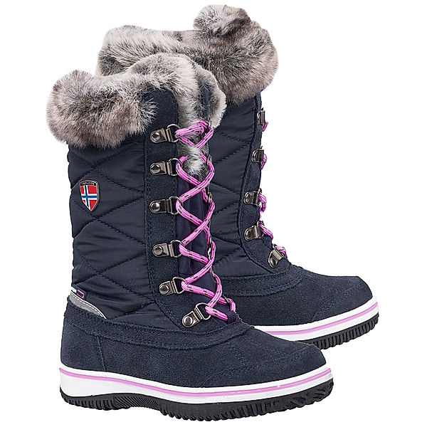 TROLLKIDS Schnee-Boots GIRLS HOLMENKOLLEN gefüttert in navy/magenta