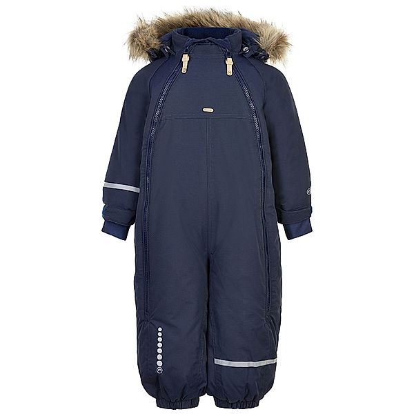 Minymo Schneeanzug TUSSOR SOLID BABY mit Kunstfellbesatz in navy