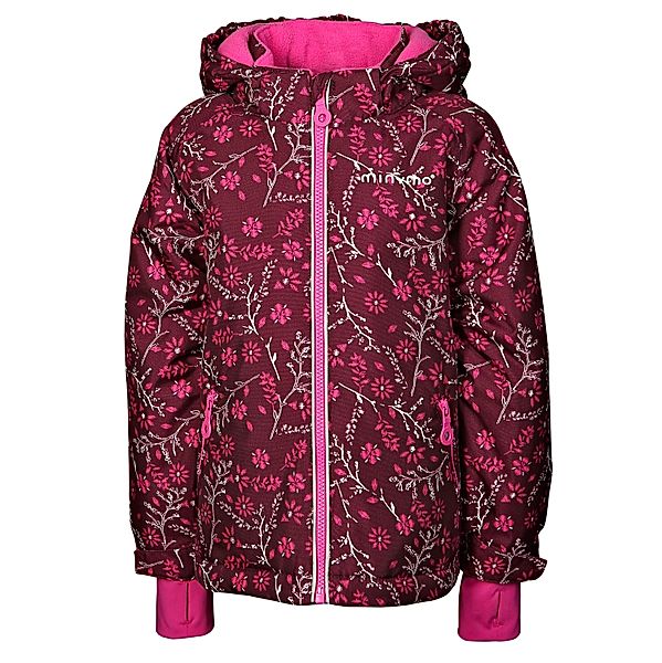 Minymo Schneejacke OXFORD FLOWER mit abnehmbarer Kapuze in beere