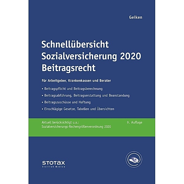 Schnellübersicht Sozialversicherung 2020 Beitragsrecht, Manfred Geiken