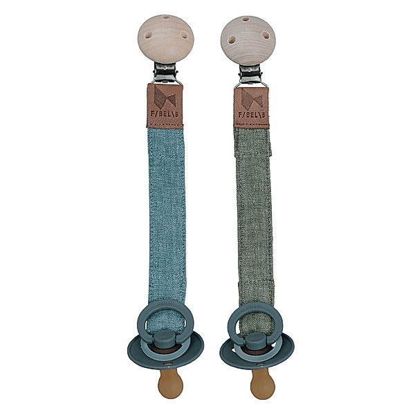FABELAB Schnullerband COLORS 2er Pack in chambray blue/olive