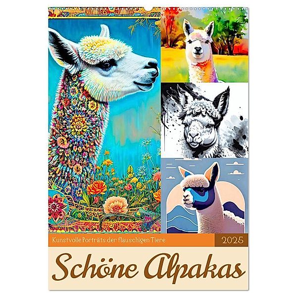 Schöne Alpakas (Wandkalender 2025 DIN A2 hoch), CALVENDO Monatskalender, Calvendo, Steffani Lehmann