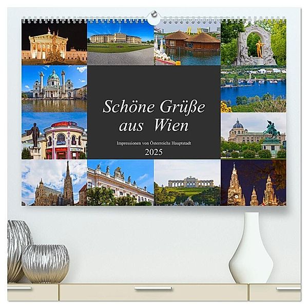 Schöne Grüße aus Wien (hochwertiger Premium Wandkalender 2025 DIN A2 quer), Kunstdruck in Hochglanz, Calvendo, Christa Kramer