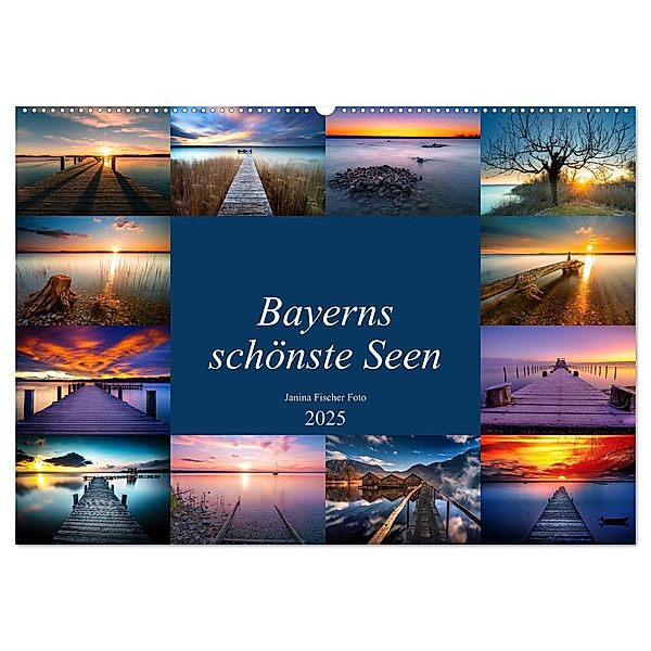 Schöne Seen in Bayern (Wandkalender 2025 DIN A2 quer), CALVENDO Monatskalender, Calvendo, Janina Fischer