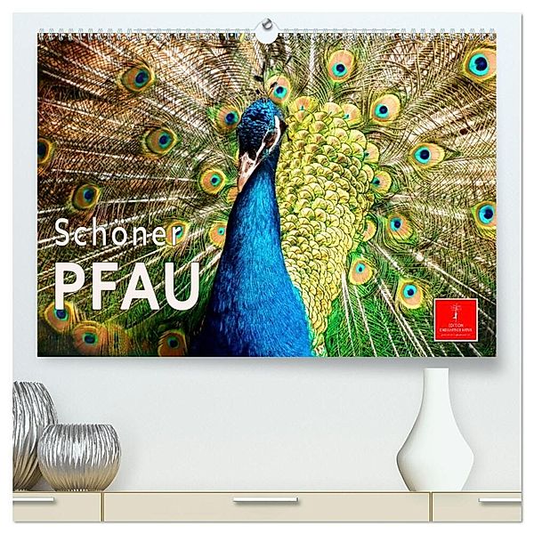 Schöner Pfau (hochwertiger Premium Wandkalender 2024 DIN A2 quer), Kunstdruck in Hochglanz, Peter Roder