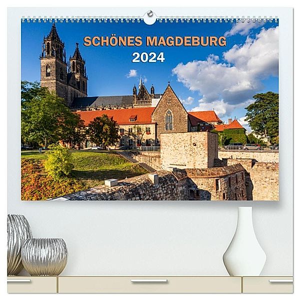 Schönes Magdeburg (hochwertiger Premium Wandkalender 2024 DIN A2 quer), Kunstdruck in Hochglanz, Andrea Schwingel