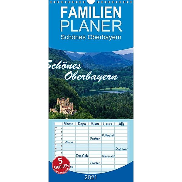 Schönes Oberbayern - Familienplaner hoch (Wandkalender 2021 , 21 cm x 45 cm, hoch), Ralf-Udo Thiele