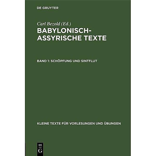 Schöpfung und Sintflut / Kleine Texte für Vorlesungen und Übungen Bd.7