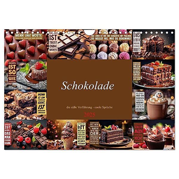 Schokolade - die süsse Verführung - coole Sprüche (Wandkalender 2025 DIN A4 quer), CALVENDO Monatskalender, Calvendo, Susan Michel