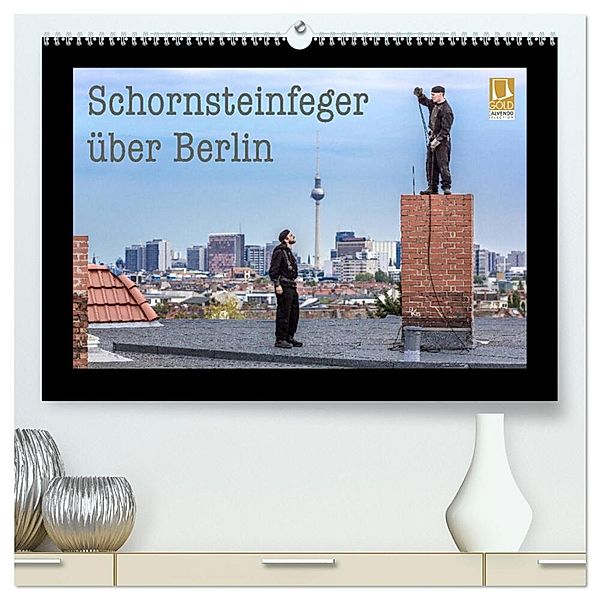 Schornsteinfeger über Berlin 2025 (hochwertiger Premium Wandkalender 2025 DIN A2 quer), Kunstdruck in Hochglanz, Calvendo, Joern Dudek