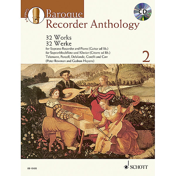 Schott Anthology Series / Band 2 / Baroque Recorder Anthology, für Sopranblockflöte und Klavier (Gitarre ad lib.),mit mp3-CD