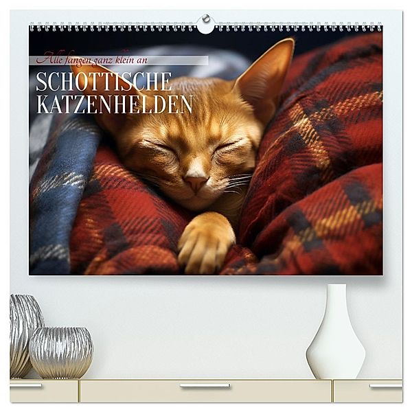 Schottische Katzenhelden (hochwertiger Premium Wandkalender 2024 DIN A2 quer), Kunstdruck in Hochglanz, Calvendo, Daniela Tapper