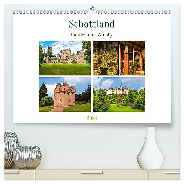 Schottland - Castles und Whisky (hochwertiger Premium Wandkalender 2024 DIN A2 quer), Kunstdruck in Hochglanz, Nina Schwarze