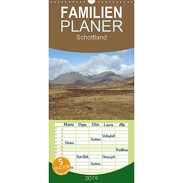 Schottland - Familienplaner hoch (Wandkalender 2019 , 21 cm x 45 cm, hoch)