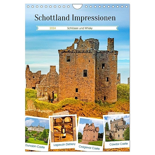 Schottland Impressionen - Schlösser und Whisky (Wandkalender 2024 DIN A4 hoch), CALVENDO Monatskalender, Nina Schwarze