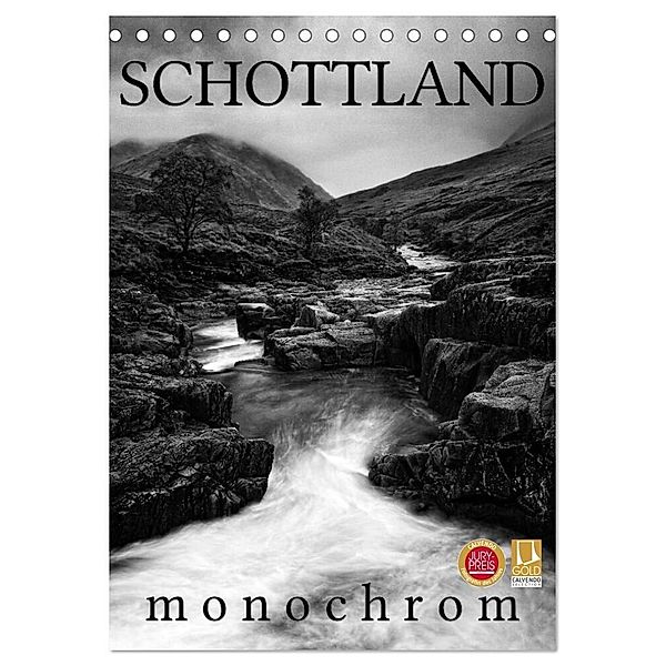 Schottland Monochrom (Tischkalender 2024 DIN A5 hoch), CALVENDO Monatskalender, Martina Cross