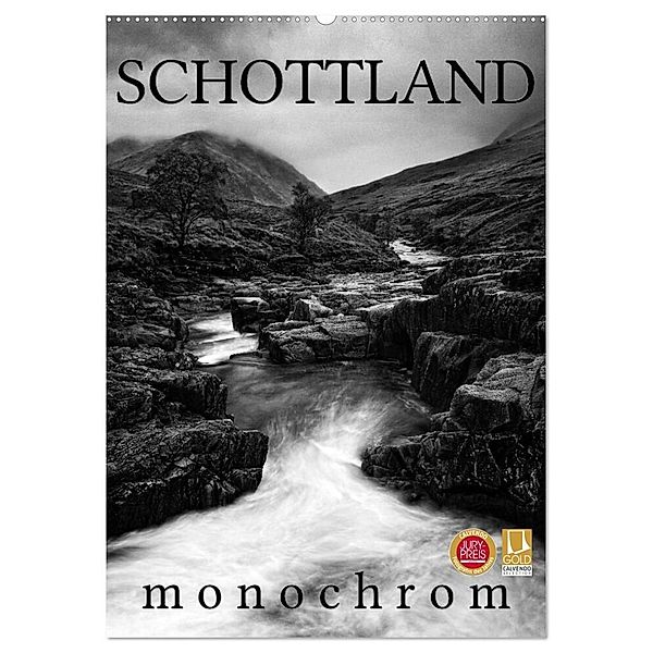 Schottland Monochrom (Wandkalender 2024 DIN A2 hoch), CALVENDO Monatskalender, Martina Cross