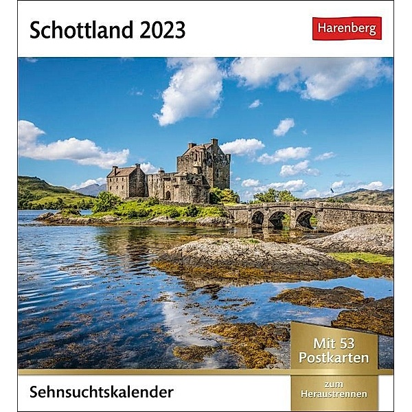 Schottland Sehnsuchtskalender 2023. Postkarten-Fotokalender voll typisch schottischer Motive. Wochenkalender mit Urlaubs, Christian Müringer
