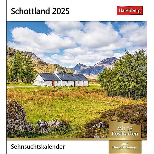 Schottland Sehnsuchtskalender 2025 - Wochenkalender mit 53 Postkarten, Patrick Frischknecht