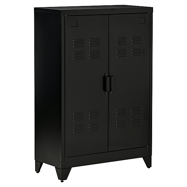 Schrank mit industriellem Design schwarz (Farbe: schwarz)