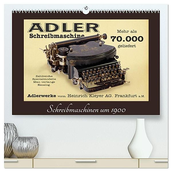 Schreibmaschinen um 1900 (hochwertiger Premium Wandkalender 2024 DIN A2 quer), Kunstdruck in Hochglanz, Stoerti-md