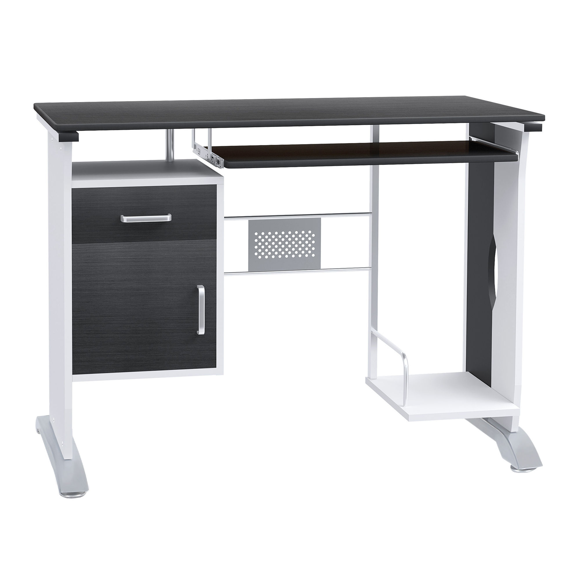 Schreibtisch Hochwertiger Stahl, Platzsparend, viel Stauraum Farbe:  schwarz, silber | Weltbild.de