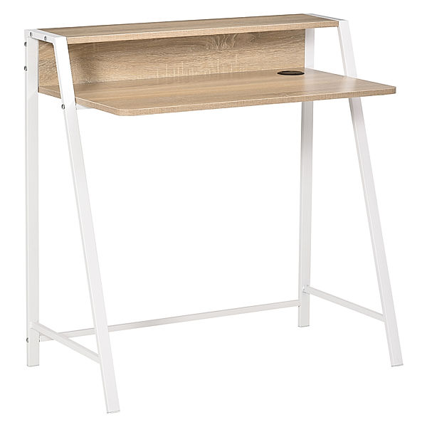 Schreibtisch in Walnuss-Optik (Farbe: eiche, weiß)